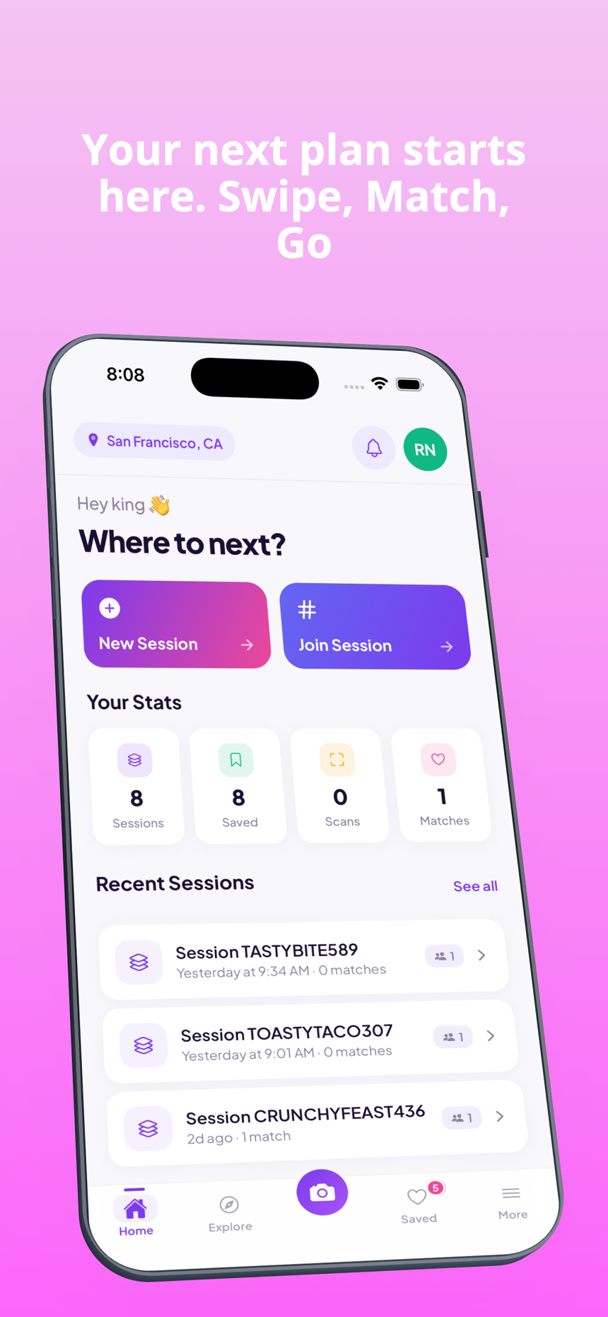 Veyalo home — start or join a session
